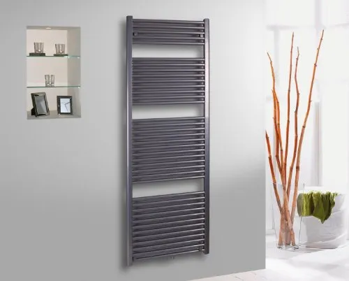 Badheizkörper Design Bremen 2 Edelstahloptik Marke: Szagato HxB: 177 x 60 cm 1450 Watt/Badheizkörper gerade Handtuchwärmer Handtuchtrockner Mittelanschluss Röhrenheizkörper Rohrheizkörper vertikal