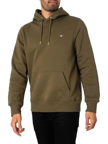 Gant REG Shield Hoodie - Kapuzenpullover für Herren mit Kängurutasche, stylischer GANT-Stickerei auf der Brust und aufgestickter Wappen-Grafik für einen sportlichen Look.