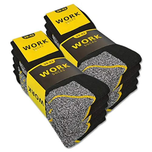 sockenkauf24 10 oder 20 Paar Herren Arbeitssocken WORK 10201 (Schwarz/Grau Meliert 10 Paar 47-50)