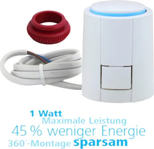 Thermoantrieb 230V NO mit VA90 - Ersatz für Roth 230V NO - Klima- & Heizgeräte Zubehör mit Hubanzeige und Spritzwasserschutz, ideal zur Ansteuerung von Roth Fußbodenheizungsventilen.