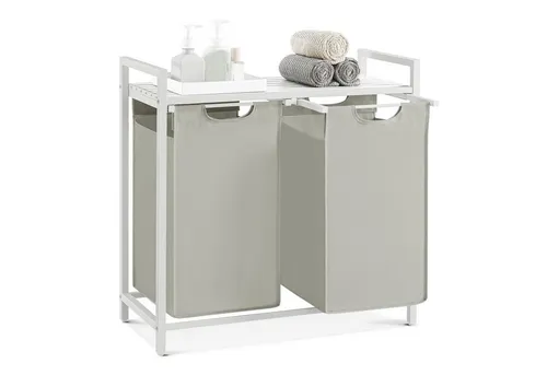 Vasagle Wäschekorb mit 2 Fächern, 92 l in weiß von VASAGLE