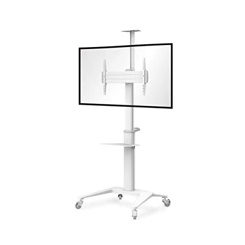 conecto LM-FS02NW Pro TV Ständer mit Rollen - TV Halterung für 37-70 Zoll Fernseher, mobil und höhenverstellbar. Ideal für flexibles Arbeiten mit integriertem Kabelmanagement und 360° Schwenkbarkeit.