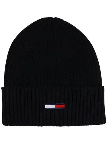 Tommy Jeans Herren Mütze TJM Flag Rib Beanie OneSize Schwarz