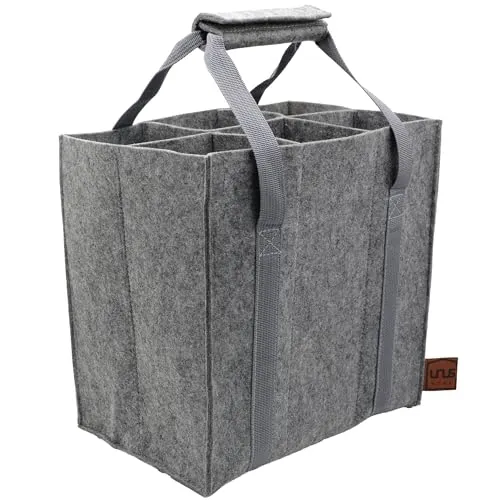 UNUS Flaschenträger 6 Flaschen 27x18 cm Flaschenhalter Flaschentasche Filz Bottle Bag Flaschen Tasche Filztasche Weintasche Tasche