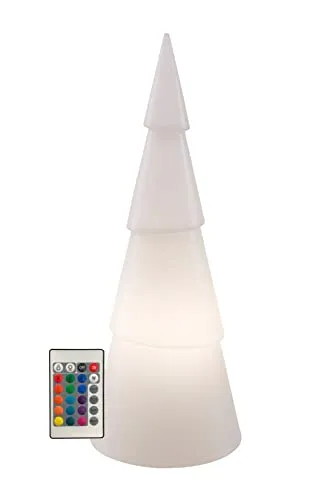 seasons design Shining Tree 3D LED Weihnachtsbaum (100 cm, weiß) - Beleuchtung für drinnen und draußen, mit 15 Farbwechsel-LEDs und Fernbedienung, wetterfest und robust, ideal für festliche Dekoration.