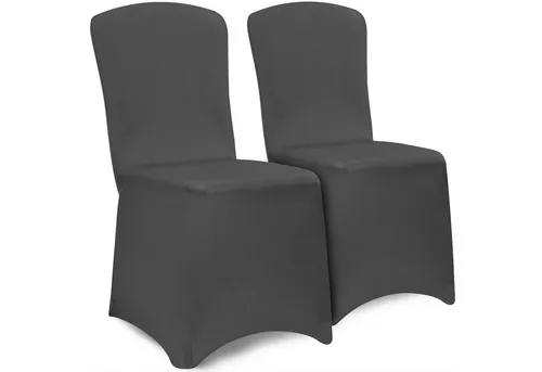 Detex Stuhlhusse, 2er Set Stretch Hussen Stuhlüberzug Überwurf Hohe Rückenlehne Grau