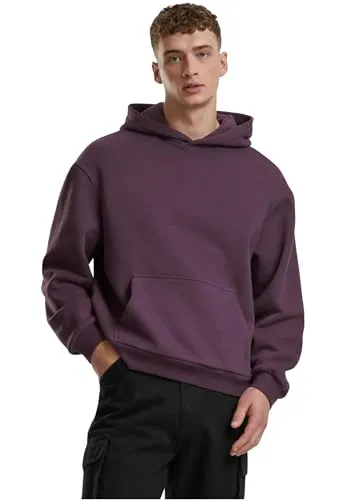 URBAN CLASSICS Fluffy Hoody L plumpurple - Herren-Sweatshirt aus 70% Baumwolle, 30% Polyester, weich und bequem, ideal für lässige Outfits oder entspannte Tage.