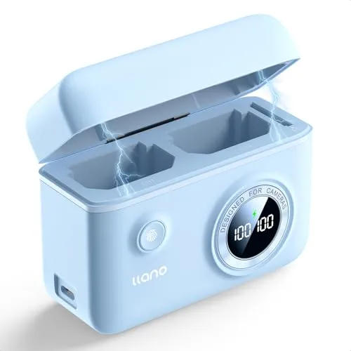 llano NP-FZ100 18W Smart-Digitalanzeige Ladegerät Dual-USB-C für Sony A7 III, A7R V, A7R IV, Alpha A7C, A9/A9S, A6600, A7R3, ZV-E1, ILCE-1M2, FX3, FX30 Akku Ladegerät, Magnetische Klappabdeckung-Blau