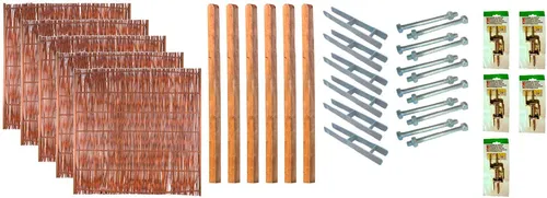 Tetzner & Jentzsch Weidenzaun Fontana 3, Set mit 5 Elementen - Weidenzaun aus robustem Stahl und Weidengeflecht, ideal für Garten und Grundstücksbegrenzung, inklusive 6 Pfosten und einfacher Selbstmontage.