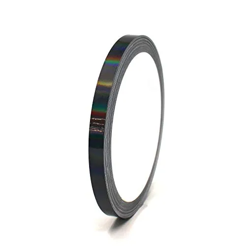 Produktbild Finest Folia (0,79€/m) 10 Meter Hologramm Zierstreifen Basteln Möbel Auto Motorrad Modellbau Deko Dekorstreifen Klebestreifen selbstklebend DIY (Hologramm Schwarz, 6mm Breite)