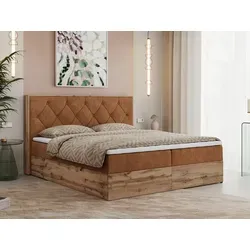 MKS MEBLE Boxspringbett 180x200 mit Bettkasten - Elegantes Polsterbett mit zwei praktischen Bettkästen für optimalen Stauraum und einer komfortablen 7-Zonen-Taschenfederkern-Matratze H3, ideal für erholsamen Schlaf.