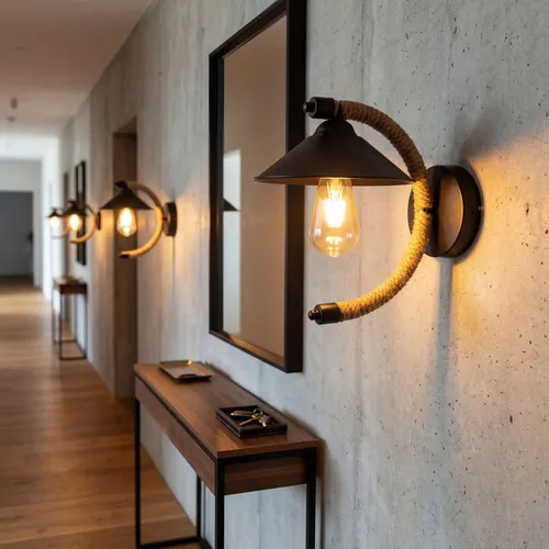 Wandlampe Metall Retro Design H: 29 cm in Natur Schwarz - Stilvolle Wandlampe mit dekorativem Arm, ideal für Wohnzimmer, Schlafzimmer und Flur. Flexibel in der Lichtgestaltung dank freier Leuchtmittelwahl. Setzt moderne Akzente in jedem Raum.