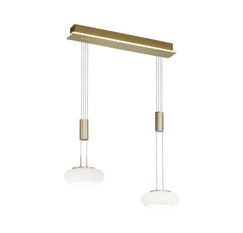 Paul Neuhaus Q Etienne LED Pendelleuchte - Moderne 2-flammige Pendellampe aus Glas, höhenverstellbar und smart steuerbar. Perfekt für Wohnzimmer oder Küche mit stufenlos dimmbarer Lichttemperatur von 2700K bis 5000K.