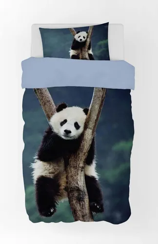 BrandMac Panda Bär Bettwäsche-Set 135x200 in schwarz von BrandMac