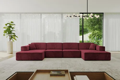 ALTDECOR Ecksofa IREA-U2-v4 in U-Form - Bordeauxrot - Modernes U-Form Ecksofa mit hochwertiger Polsterung und stabilem Design. Ideal für stilvolle Wohnzimmer, bietet es Komfort und Platz für entspannte Abende mit Freunden und Familie.