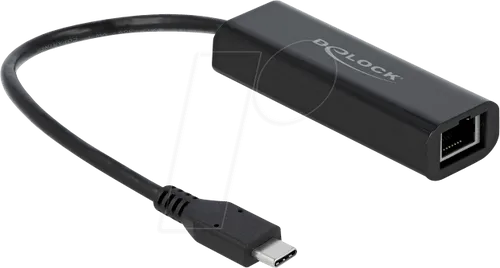 DeLOCK - Netzwerkadapter - USB-C 3,1 Gen 1 / Thunderbolt 3 - 100M/1G/2,5G Gigabit Ethernet - Schwarz (66298)
