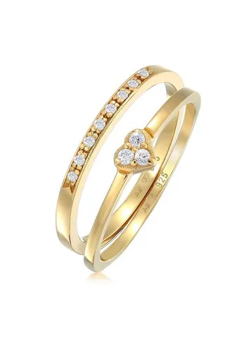 Elli Ring-Set Herz Memoire Zirkonia 2er Set 925 Silber von Elli