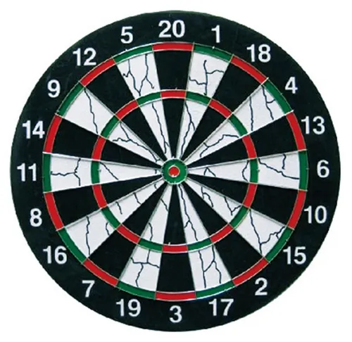 Dartscheibe Hood, 44 cm Durchmesser, 1,8 cm dick, doppelseitig, beflockt, inkl. 6 Darts