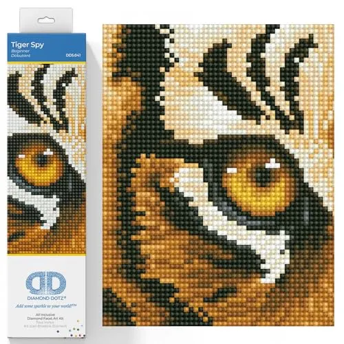 Diamond Dotz DD5-041 Tiger Augen, ca. 42 x 15 cm groß, Diamond Painting, Malen mit Diamanten, funkelndes Bild zum Selbstgestalten, für Kinder und Erwachsene