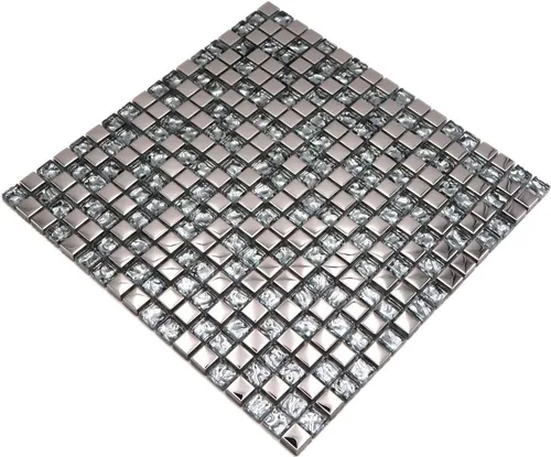 Glasmosaik Mosaikfliese Silber Mosaikplatte Mosaikbogen WB92-0218 | 1 Matte