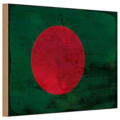 Holzschild Flagge Bangladesch 30x20cm Bangladesh Rost