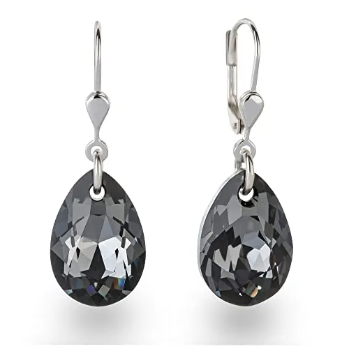 Schöner-SD 925 Silber Ohrringe Tropfen Kristall Silver Night - Edle 925 Silber Ohrringe für Damen mit tropfenförmigen Kristallen in der Farbe Silver Night. Perfekt für besondere Anlässe und täglichen Gebrauch - vereinen Stil und Tragekomfort!