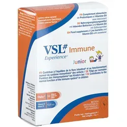 VSL Immune Junior Milchsäure + Bifidobakterien Vitamin D - Arzneimittel für Kinder mit Milchsäure, Bifidobakterien und Vitamin D, unterstützt das Immunsystem und ist einfach in der Anwendung mit leckerem Karamellgeschmack.