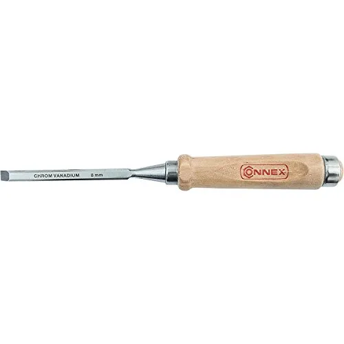 Connex COX861008 Stechbeitel mit Ulmer Heft aus Weißbuche und Chrom-Vanadium-Klinge mit Seitenfase, Breite 8 mm