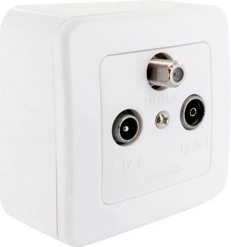 Schwaiger RDS908531 Antennendose SAT, TV, UKW - Aufputzdose für SAT, TV und UKW mit galvanisch getrennten Anschlüssen, ideal für Breitbandkabelanlagen und Triple Play Internetdienste.