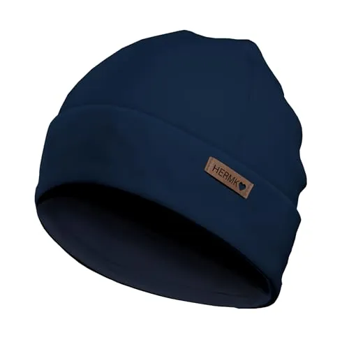 HERMKO 881210 Bequeme Kinder Mütze | ideal für die Übergangszeit ohne einzuengen, Farbe:Marine, Größe:43