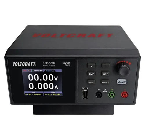 VOLTCRAFT Labor-Netzteil DSP-6010 - Fernsteuerbares Labornetzgerät mit einstellbarer Spannung von 0-60 V und 10 A, ideal für präzise Laboranwendungen.