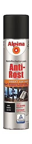 Alpina Metallschutzlack Sprühdose – Matt – Schwarz – Anti-Rost-Lack für einen Langzeit-Korrosionsschutz – Witterungs- und UV-beständig – 400ml