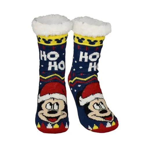 United Labels Disney Mickey Mouse Kuschelsocken für Damen, Blau, 35-38, flauschige Stoppersocken, Wintersocken, warme Socken, Hüttensocken