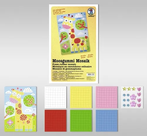 BASTELMAPPE MOOSGUMMI MOSAIK GIRAFFE BASTELN KLEBEN NACH ZAHLEN NEU