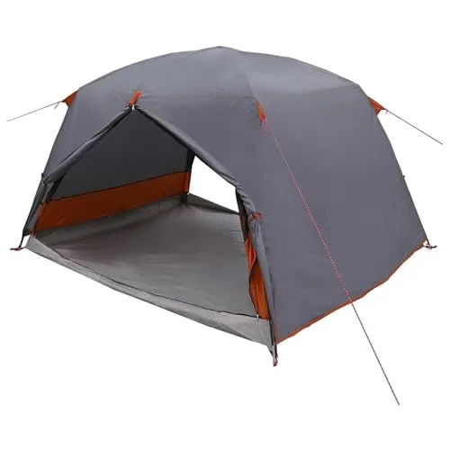 vidaXL Trekkingzelt Grau und Orange 2-Personen - Modernes 2-Personen Backpacking-Zelt aus 185T Polyester, schützt zuverlässig vor Wind und Wetter. Ideal für Outdoor-Abenteuer, leicht und einfach aufzubauen für unvergessliche Nächte in der Natur.