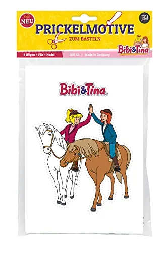 Bibi & Tina Prickelset, 6 Bibi und Tina Prickelbilder inkl. Nadel und Filz, Prickelnadelset, Prickelvorlagen Bibi & Tina, Prickeln für Kinder, Mal mich bunt