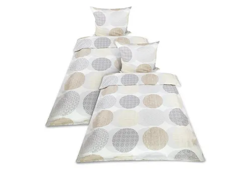 Beautissu Bettwäsche Josi, Biber Baumwolle, 4 teilig, 4tlg. Biber Bettgarnitur Beige