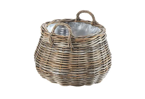 Kobolo Pflanzkübel Rattan rund mit Folie - Garten-Zubehör, robuster Pflanzkübel aus langlebigem Rattan mit Folie für optimalen Pflanzenschutz.