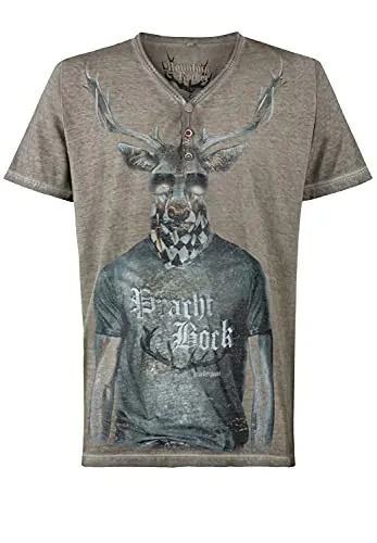 Stockerpoint Herren Prachtbock Trachtenshirt, Stein, 2XL