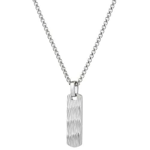 meberg Karma NH11195605 Halskette mit Anhänger Silber Edelstahl Herren Kette Herrenschmuck Edelstahlkette Männer Herrenhalskette Geschenk für Ihn wasserfest hypoallergen