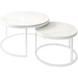 Lookway Couchtisch, Weiß, Holzwerkstoff, Rund, 80x48x80 cm, Wohnzimmer, Wohnzimmertische, Couchtische