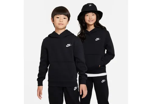 Nike Kinder Hoodie Schwarz Größe XS - Stylischer Nike Kinder Hoodie in Schwarz, Größe XS. Perfekt für Freizeit und Sport, mit bequemer Kängurutasche und Kapuze für zusätzlichen Komfort.