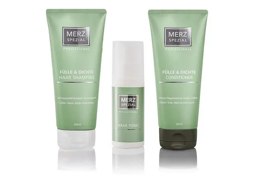 Merz Spezial Professional Haarpflege-Set Haar Shampoo, Conditioner & Tonic - mit Keratin, Koffein und Panthenol, 3-tlg., für mehr Haarwachstum, weniger Haarausfall und weniger Haarbruch