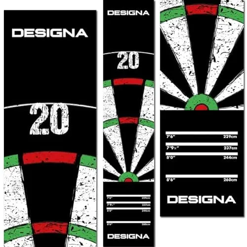 Designa Double Top Non-Slip Dart Mat – Professional Carpet Dartboard Floor Mat with Printed Oche Throw Line, 290 x 60cm.