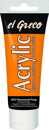 EL GRECO ACRYLIC FLUORESZIEREND ORANGE FARBE AUF WASSERBASIS 75 mL 100ml/6,65€