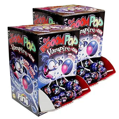 Fini Booom Pop Vampire plus Gum Lollies 100 stk. in lila von Fini Golosinas.