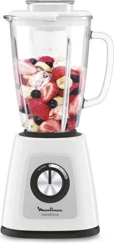 Moulinex Blendforce Glas LM430110 - 800 W Standmixer in Weiß, mit innovativem Kühlsystem und Ice-Crush-Funktion für perfekte Ergebnisse