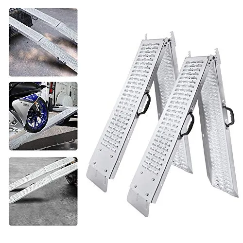 Aufun Auffahrrampe Klappbar 2 Stück Laderampe bis zu 400 kg, Antirutsch Verladerampe mit Griff Laderampen für Anhänger Motorrad ATV Quad, 180 x 22.5 cm