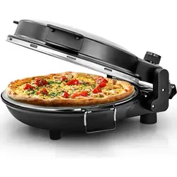 Bituxx Pizzamaker 1200W, MS-18200 - Elektrischer Pizzaofen mit 1200 Watt, backt knusprige Pizzas in nur 3-5 Minuten, inklusive wendbarer Keramik Steinplatte und Timer