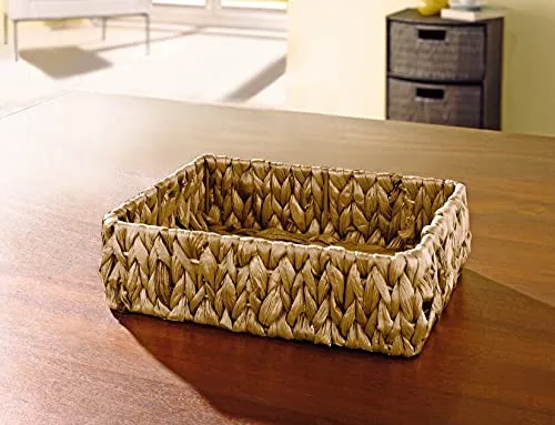 Schale in eckiger Form, aus Wasserhyazinthe geflochten, 23x20 cm, Dekoschale, Obstschale